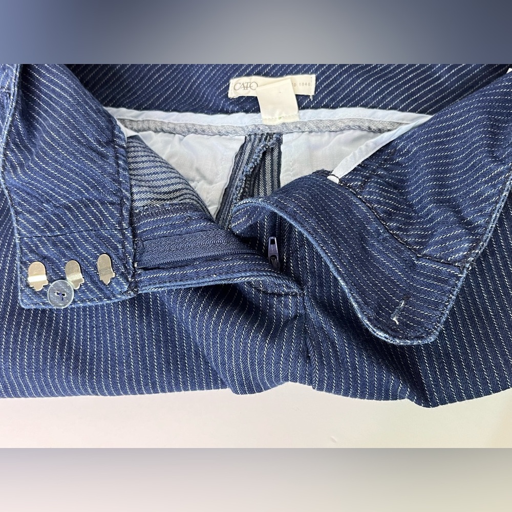 Cato Women 4 Wide Leg Jeans‎ Trouser Blue White Pinstripe - Picture 7 of 7